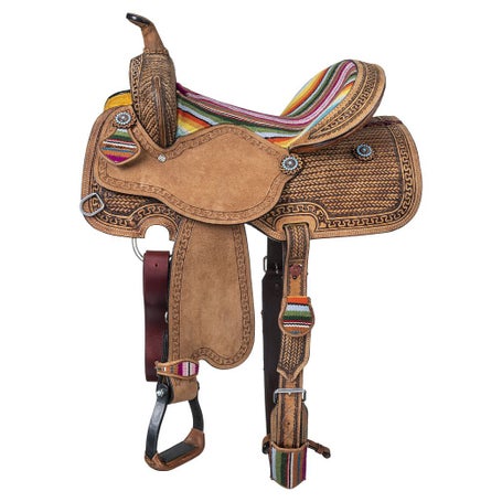 Silver Royal by Tough 1 Serape Barrel Saddle