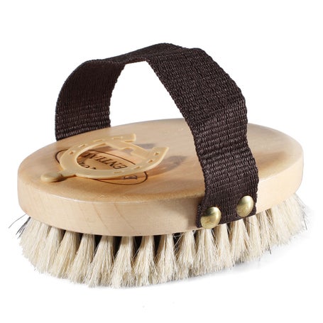 Wood Back Horse Hair Horseshoe Body Brush Small