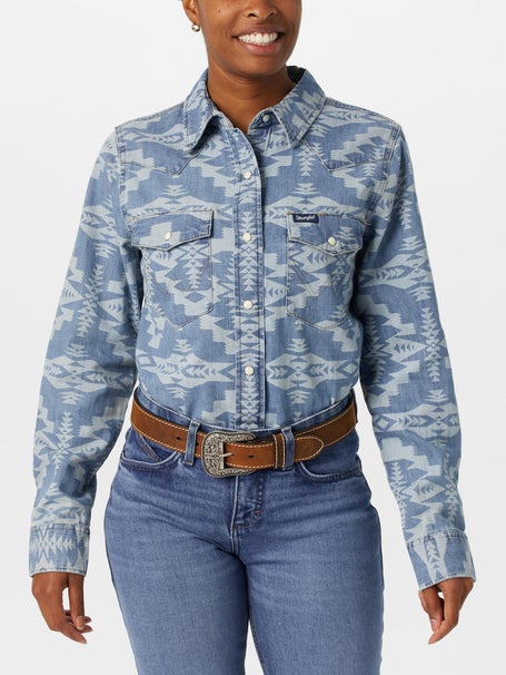 Wrangler Retro Vintage Womens Aztec Cowboy Snap Shirt