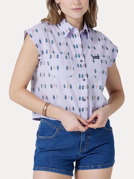 Vintage Short Sleeved Cropped Denim Shirt