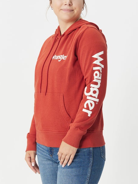Womens Retro Logo Arm Pullover Hoodie in Rust