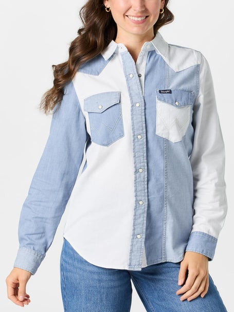 Wrangler Womens Retro Long Sleeve Boyfriend Denim Shirt