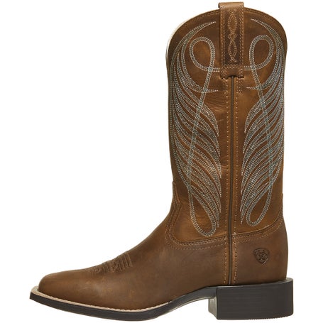 Ariat Women&s Round Up Powder Brown Wide Square Toe Western Boots