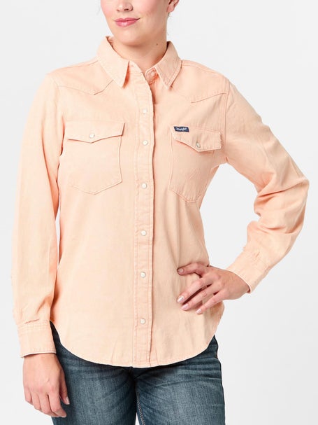 Wrangler Womens Retro Western Vintage Pink Snap Shirt