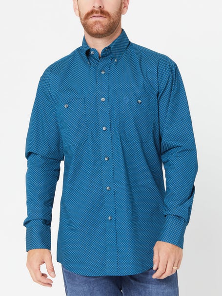 Men's George Strait Long Sleeve Button Down Two Pocket Plaid Shirt