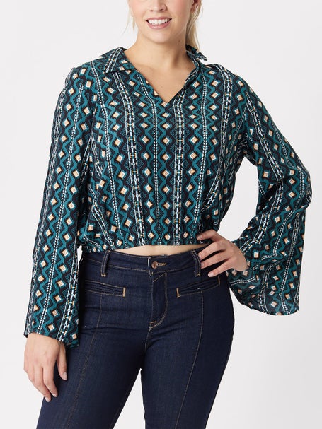 Wrangler Womens Bell Sleeve Print Blouse