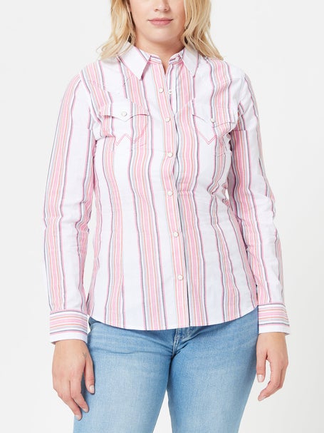 Wrangler Women's Long Sleeve Western Shirt, Pink
