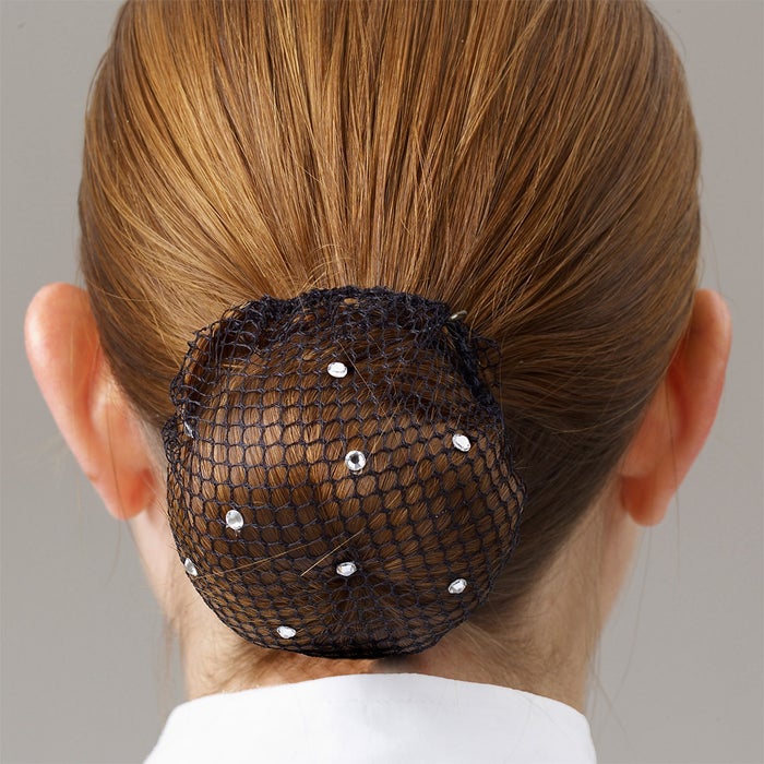 Showquest Crystal Bling Black Show Hair Bun Holder Net Riding