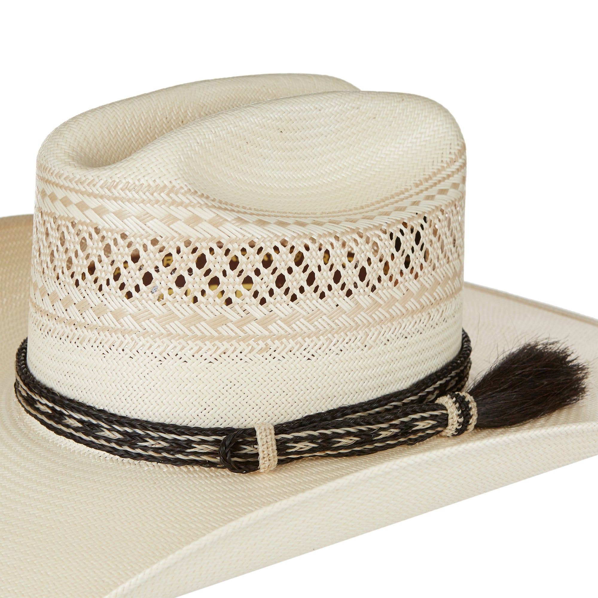side tassels Details about   Horsehair hat band Western hat band Rodeo style White-Cinnamon 