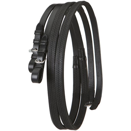 Bobbys Tack Fairhaven Black Rubber Reins with Buckles