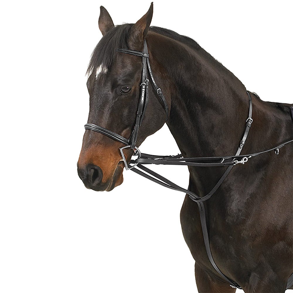 HMC Brand Havana Brown 49" Webbed Nylon and Leather Reins w/Martingale Stop H205 