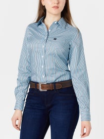 Cinch Women's Iced Aqua Stripe Long Sleeve Tencel Shirt
