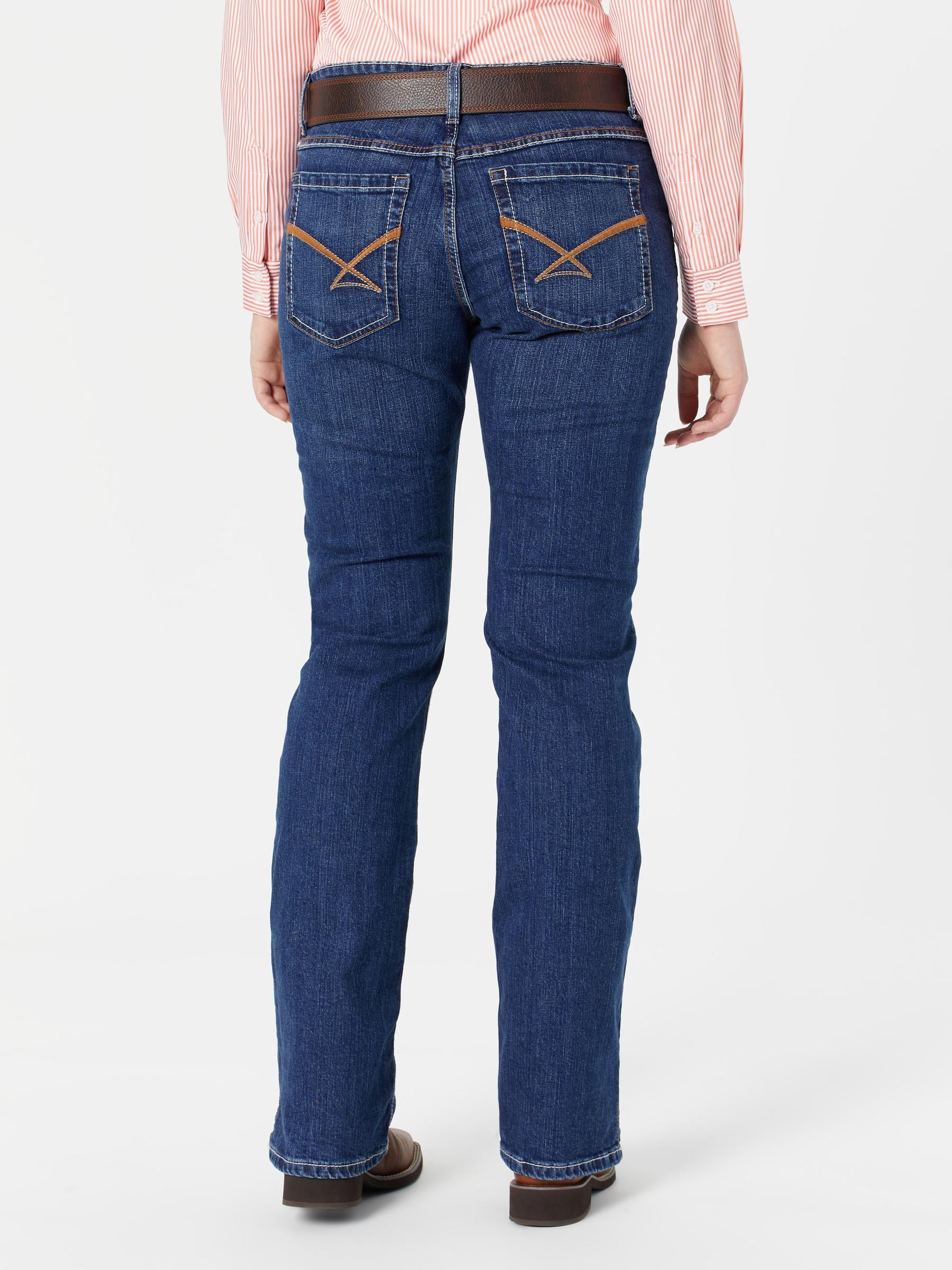 high rise dark wash bootcut jeans