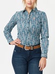 Cinch Women's Blue Pattern Cotton Button Down Shirt