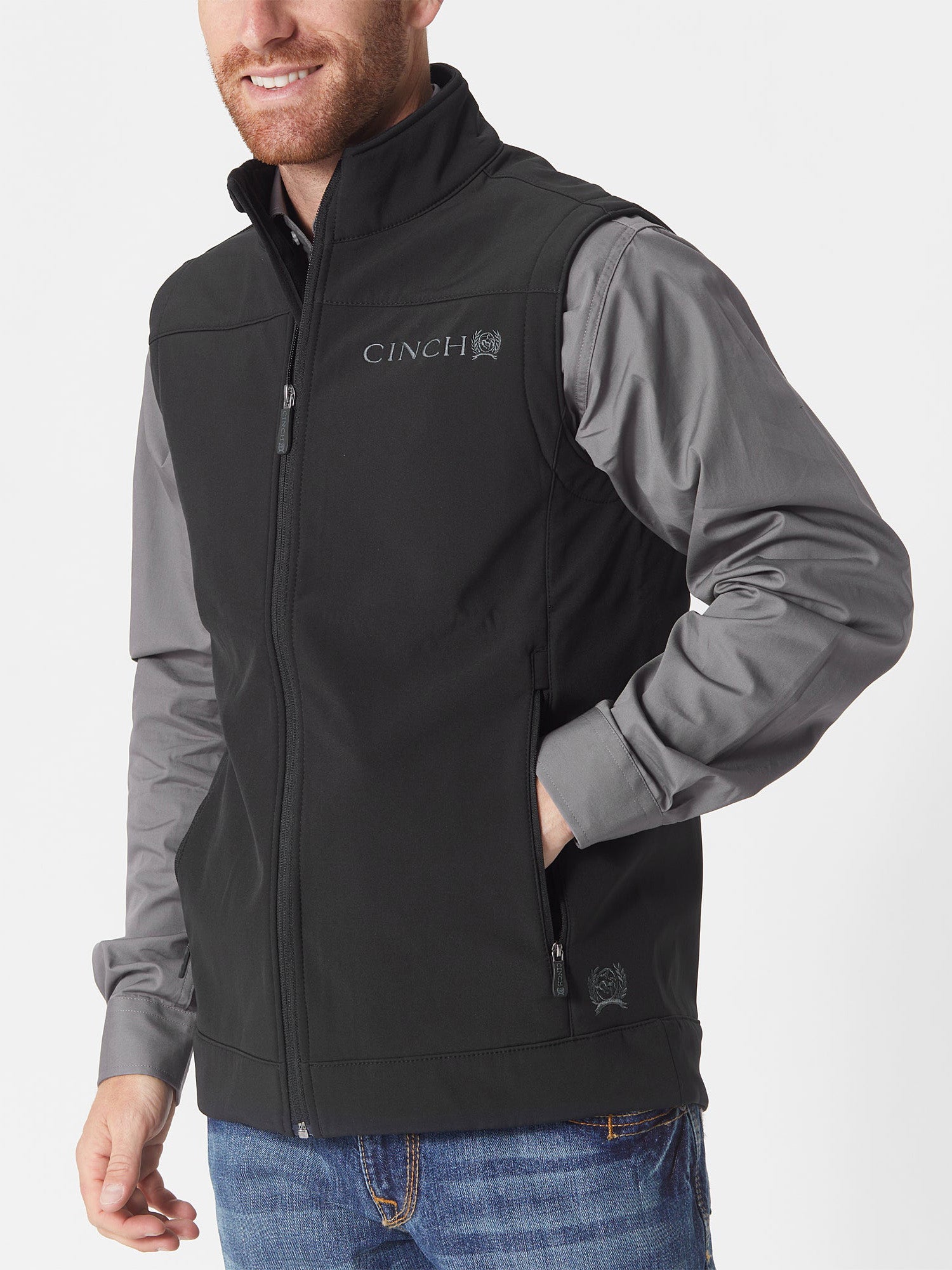Cinch Men's Black Bonded Softshell Vest Riding Warehouse