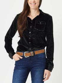 Cowgirl Tuff Velvet Long Sleeve Button Up Shirt