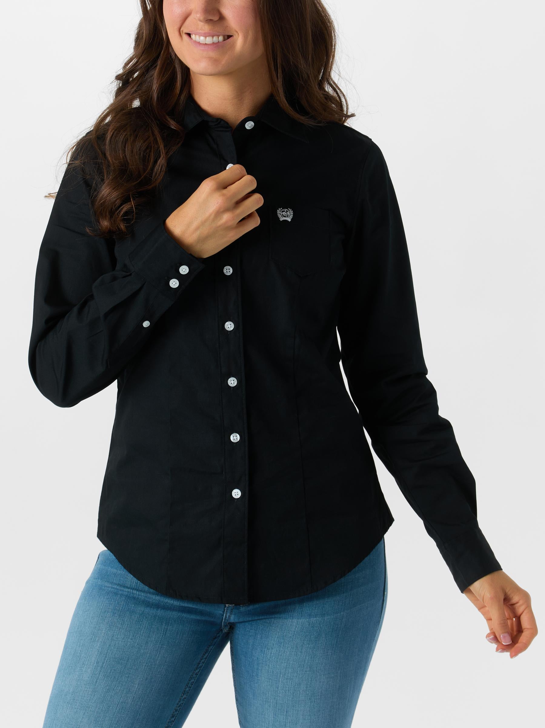 Womens Black Long Sleeve Western Shirt 44202 main image 0