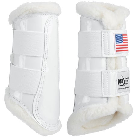 DSB White Patent Glossy USA Flag Dressage Sport Boots