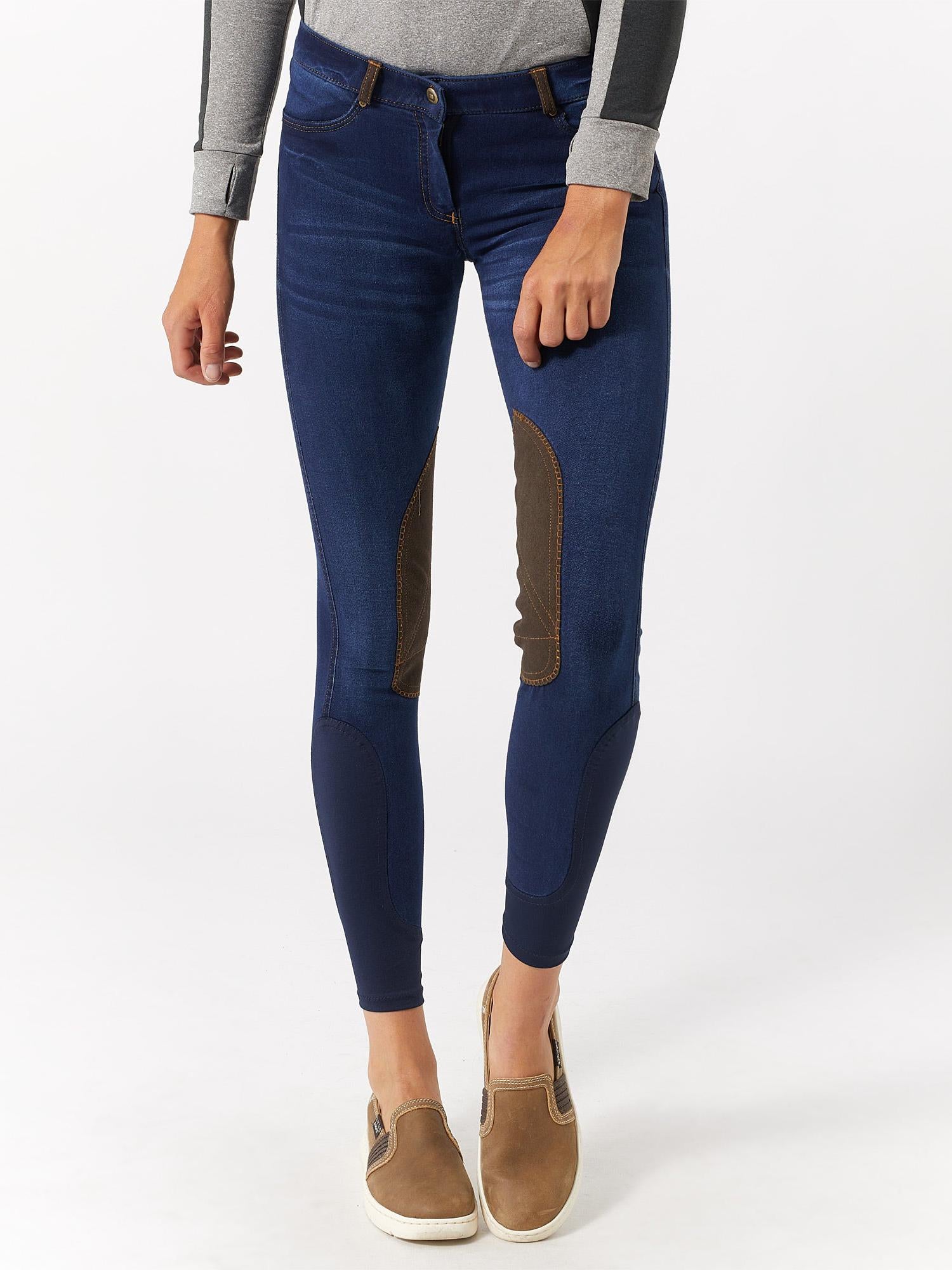 Dublin Shona Denim Knee Patch Breeches Riding Warehouse