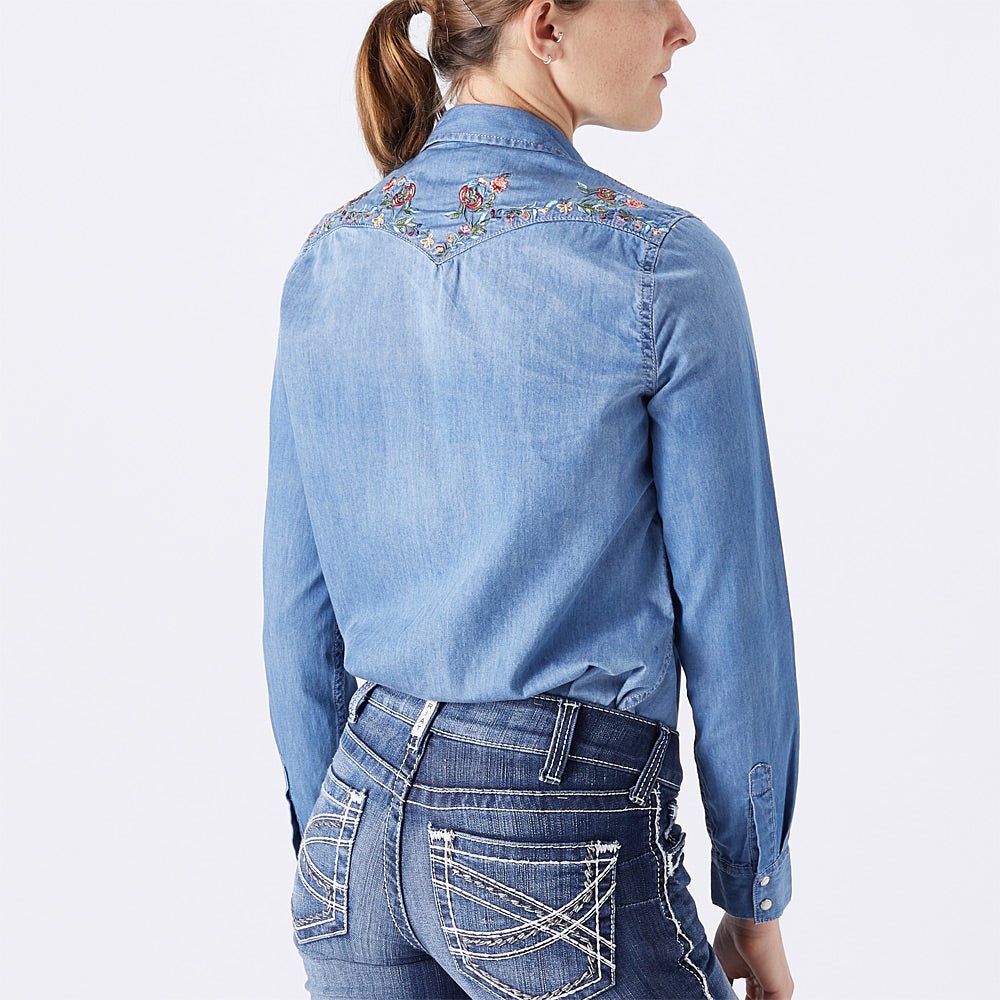 Floral denim shirt