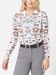 Kastel Resort 1/4 Zip Long Sleeve Cream Butterfly Shirt