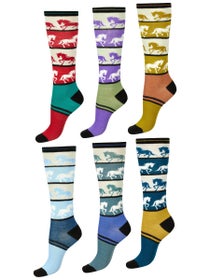 Kelley & Co Adult Tall Socks Bold Horse - 6 Pack