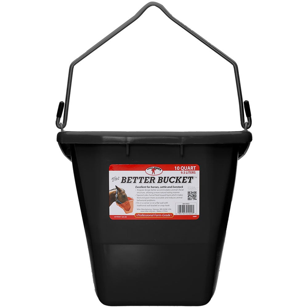 Ergonomically Designed & Durable Livestock Feed Bucket with Flat Back Black Little Giant Plastic Better Bucket 10 Quart Item No. BB10BLACK 