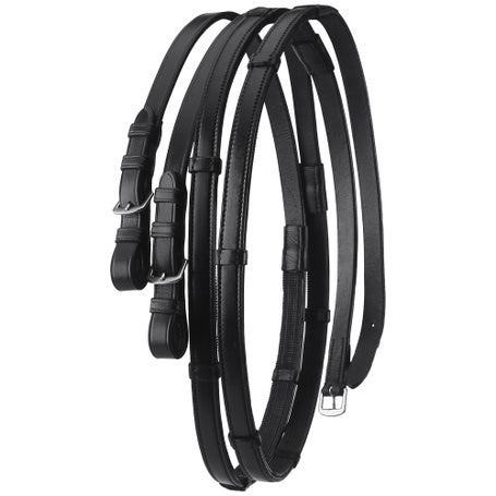 Ovation Black Rubber Lined Reins w/Stops 5/8 x 54