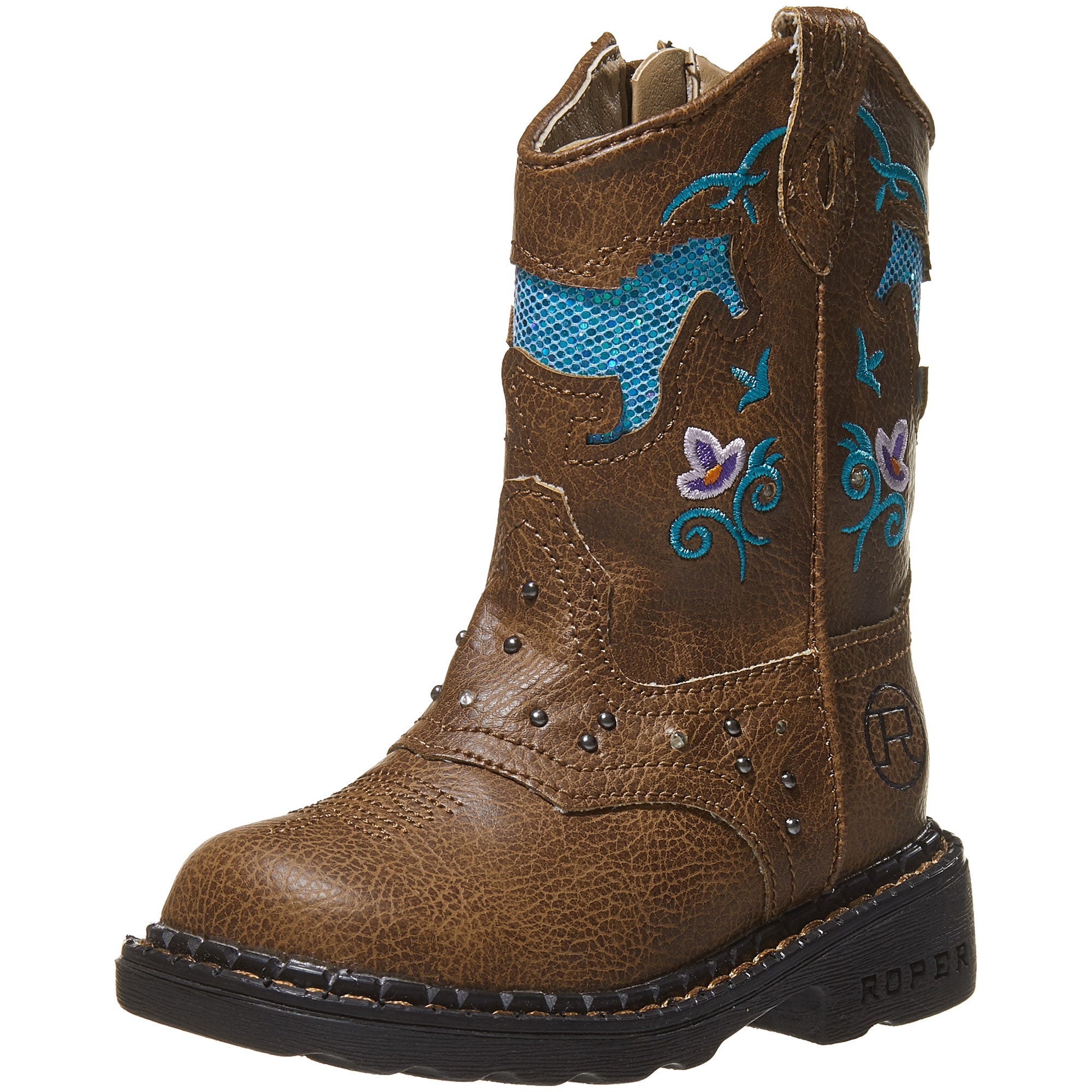 Roper Girl's Kids Horse Flowers Light Up Cowboy Boots Riding Warehouse
