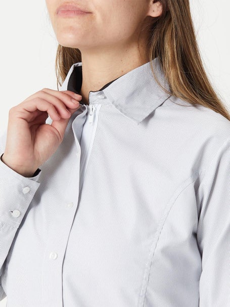 Royal Highness Ladies' Button Shirt w/Zipper PinStripes