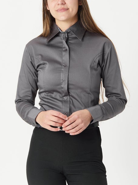 Royal Highness Ladies Button Shirt w/Zipper Dark Grey