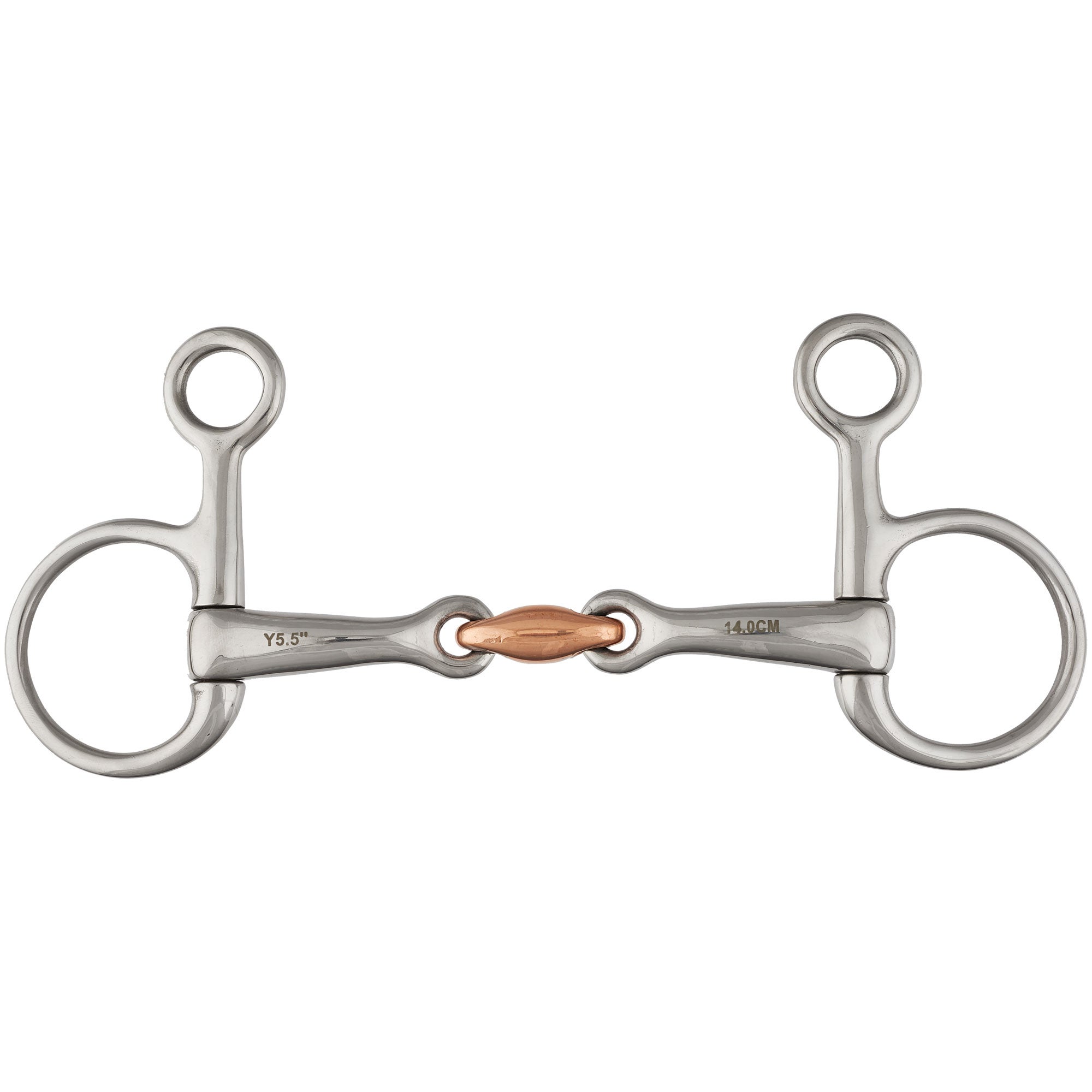BAUCHER HANGING CHEEK SNAFFLE WITH COPPER MIX LOZENGE Verbindend Angled  H BITS 