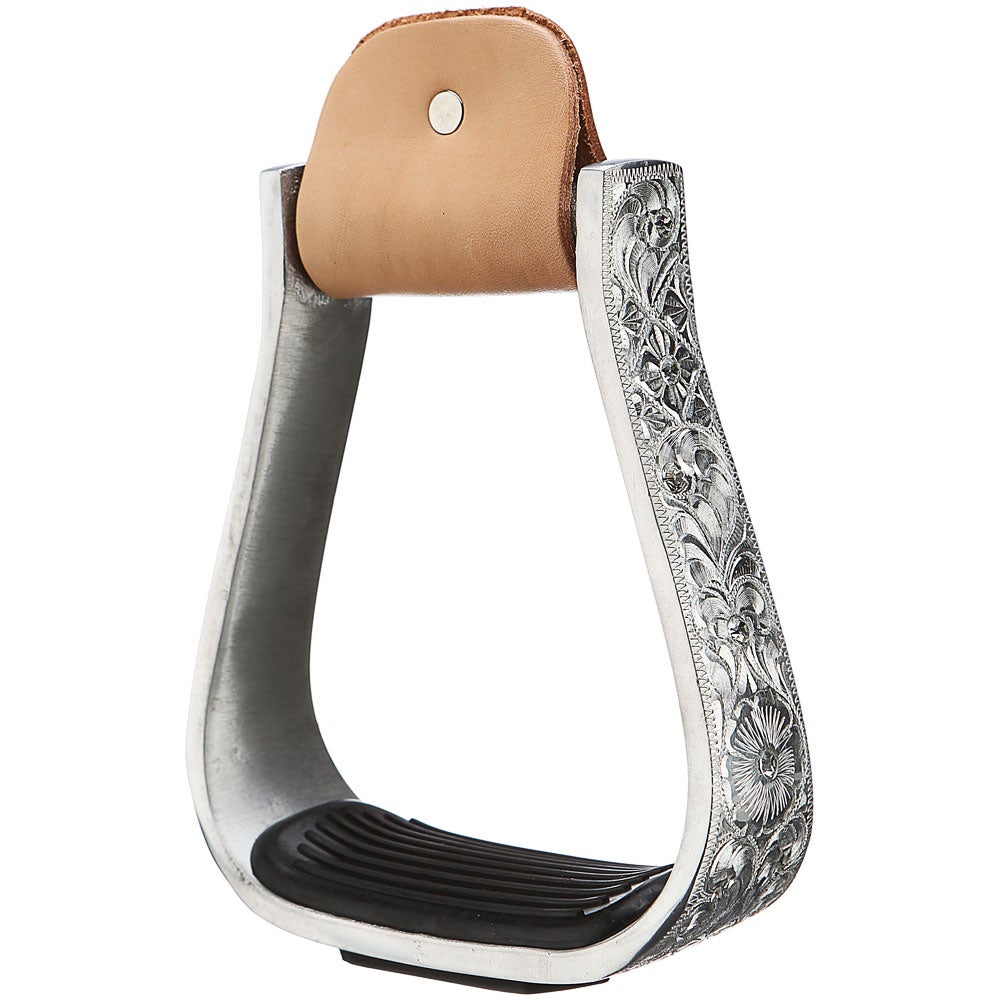 Tough 1 Engraved Aluminum Western Stirrups w/ Crystals