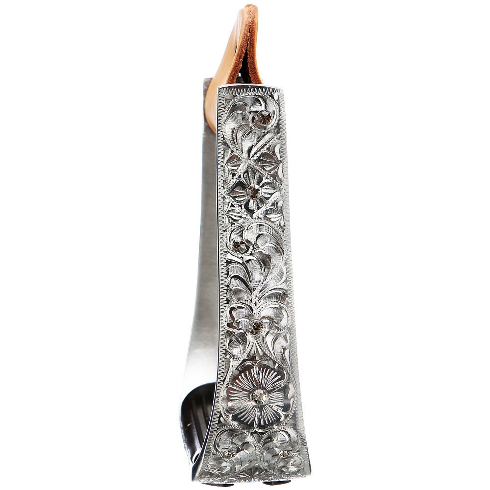 Tough 1 Engraved Aluminum Western Stirrups w/ Crystals