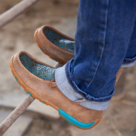 Twisted X Womens Chukka Driving Moc - Tooled Turquoise