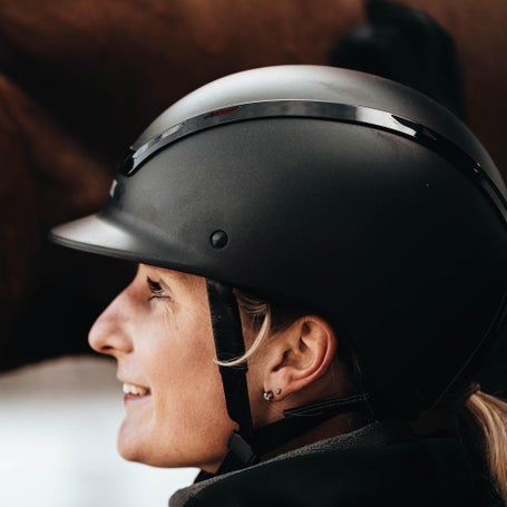 bike helmet for equestrian IRH F1 Wide Brim Helmet, Matte Black/Titanium / Small (6 5/8-6 3/4) coverage fit to offer you the ultimate comfort and security Equestro Riding Helmet Embossed Logo
