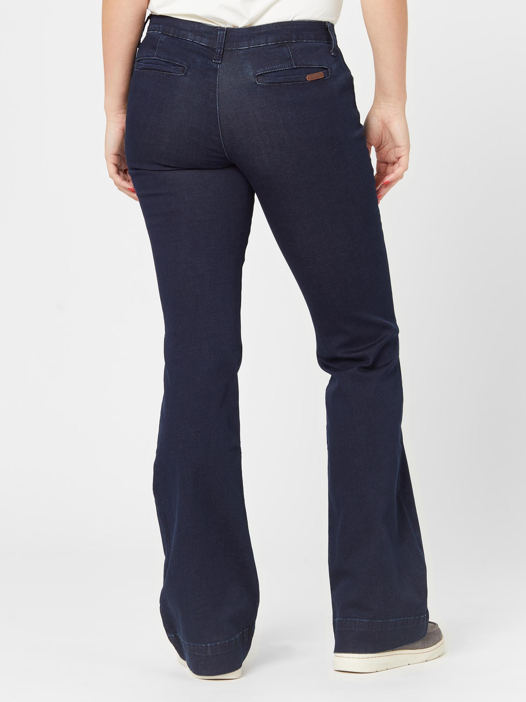 Wrangler Women's Mae Retro Mid-Rise Trouser Jeans- Dark - Riding Warehouse