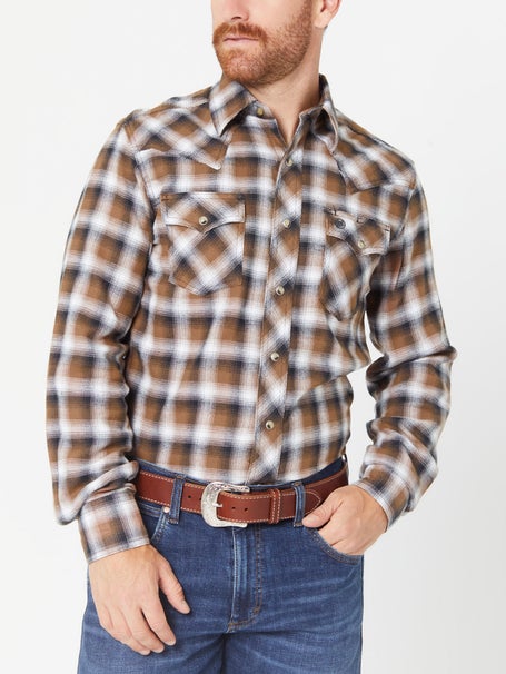 Wrangler Retro Mens Modern Fit Flannel Snap Down Shirt