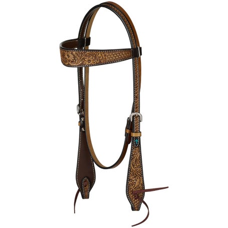 Weaver Turquoise Cross Floral Tooled Headstall