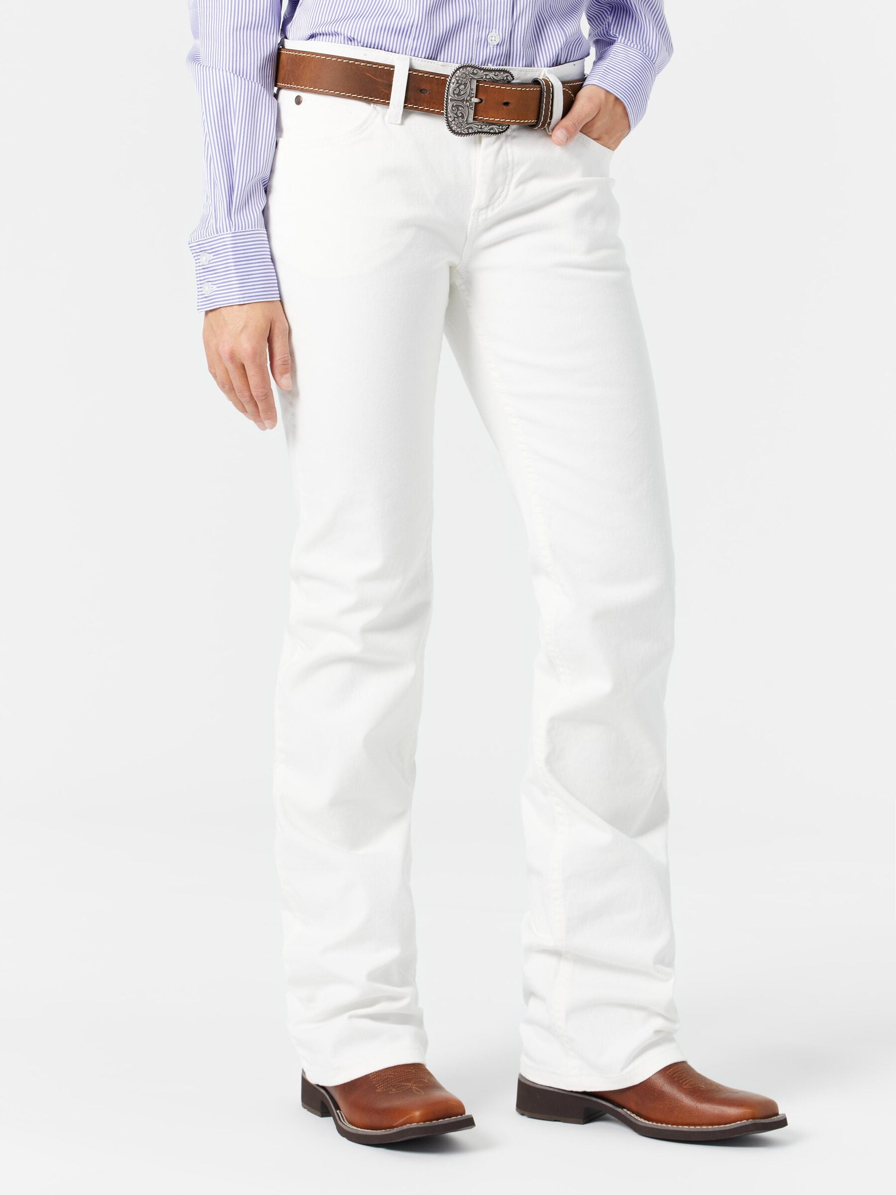 Wrangler Women's QBaby MidRise Dyeable White Jeans