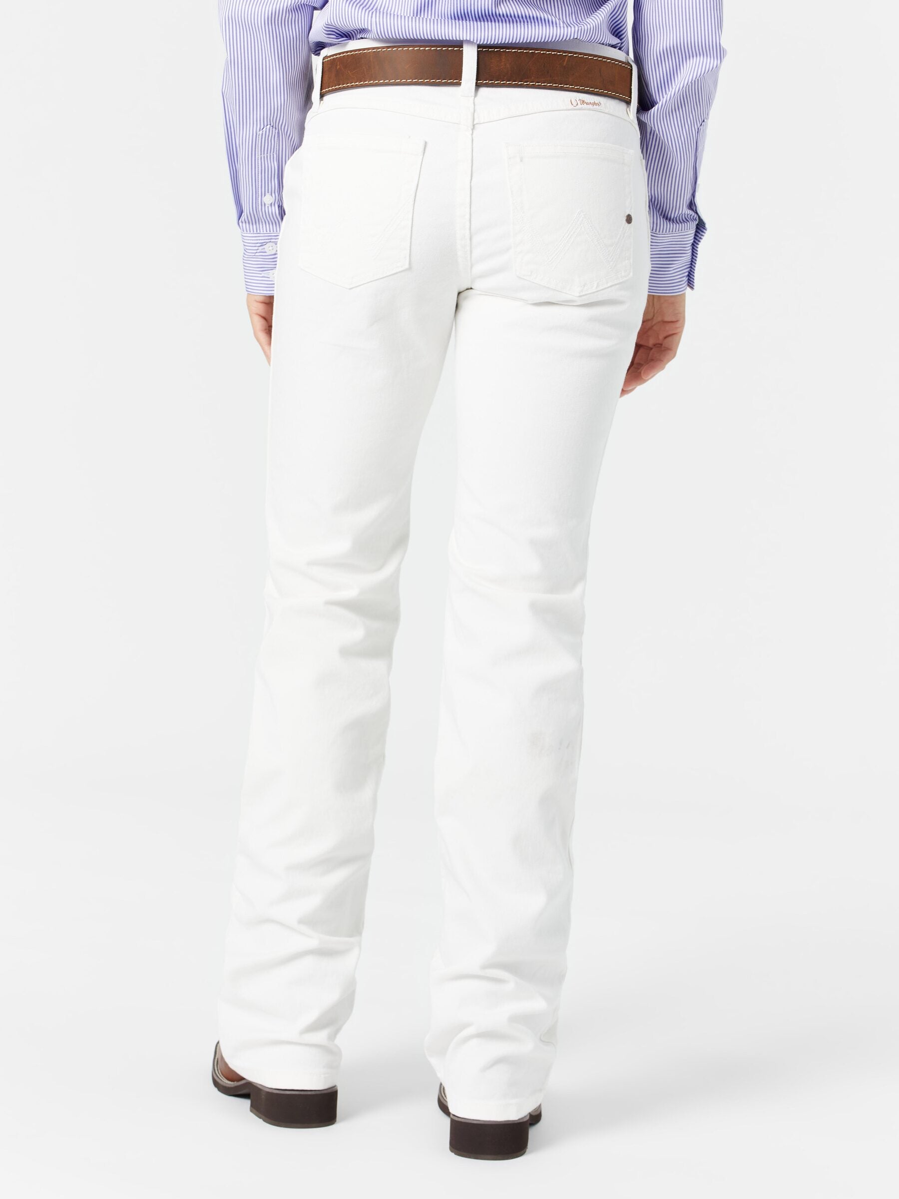 Wrangler Women's Q-Baby Mid-Rise Dyeable White Jeans