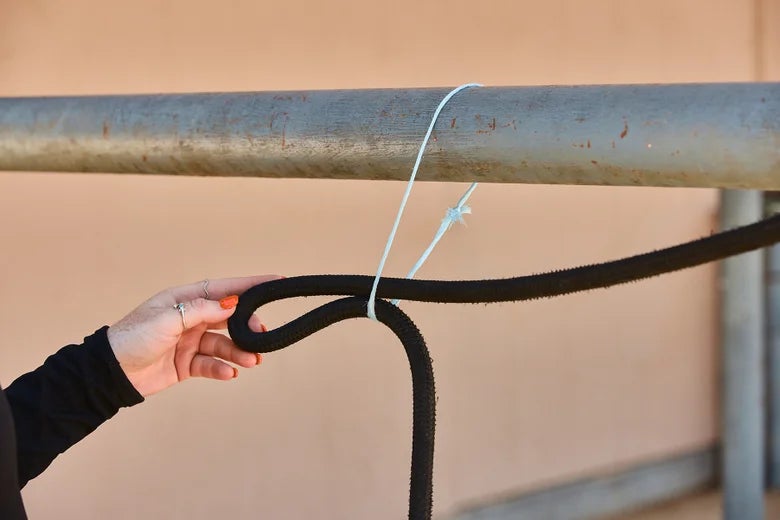 An example of a break-away loop made from baling twine.
