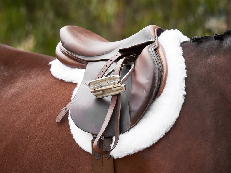 The Bates Stirrup Leathers on a saddle.