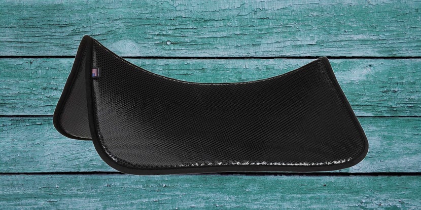Supracor Cool Grip Western Square Saddle Pad on a teal wood background