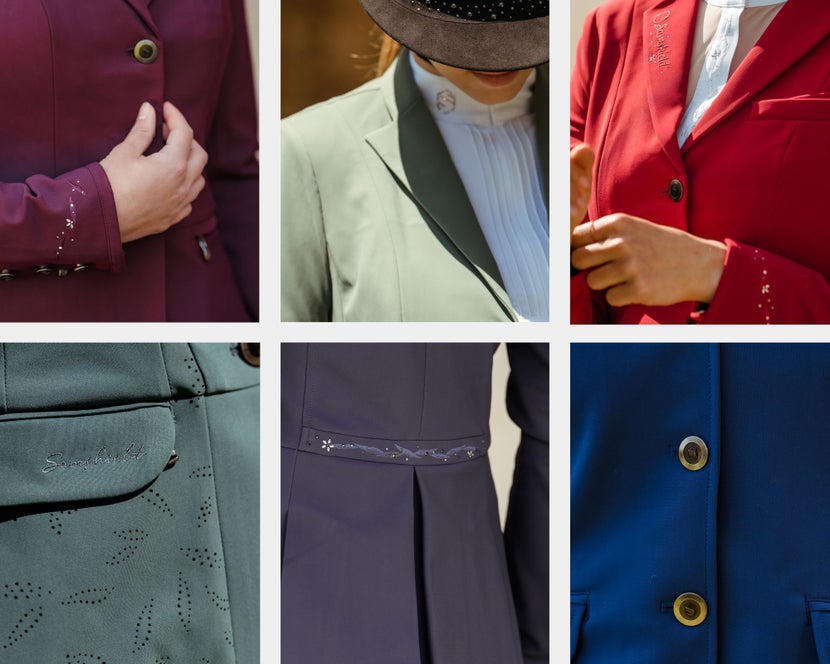 Examples of different colors and accents of acceptable show coats. 