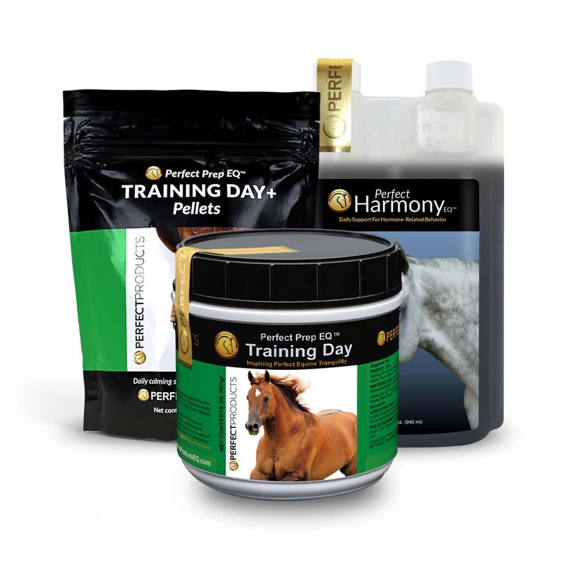 Perfect Products EQ Training Day Pellets and Powder and Perfect Harmony for daily calming support