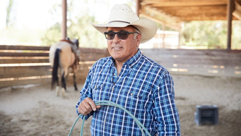roping instructor, Ronnie Garcia, with rope