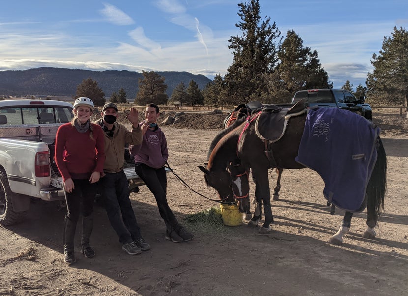 Sanoma Blakeley with friends and horses at an endurance ride