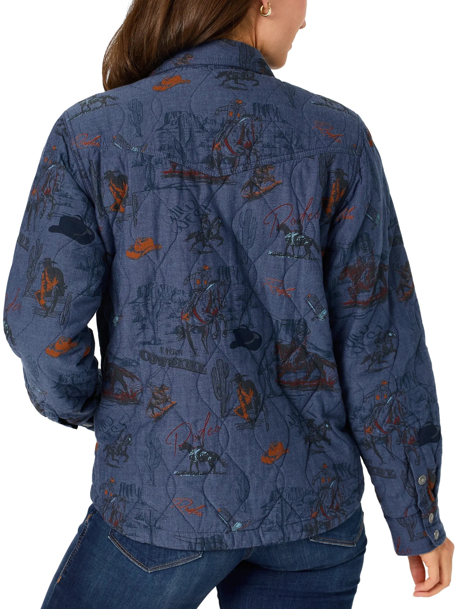 Woman wearing the Ariat Obispo Lightweight Jacket in Retro Rodeo.