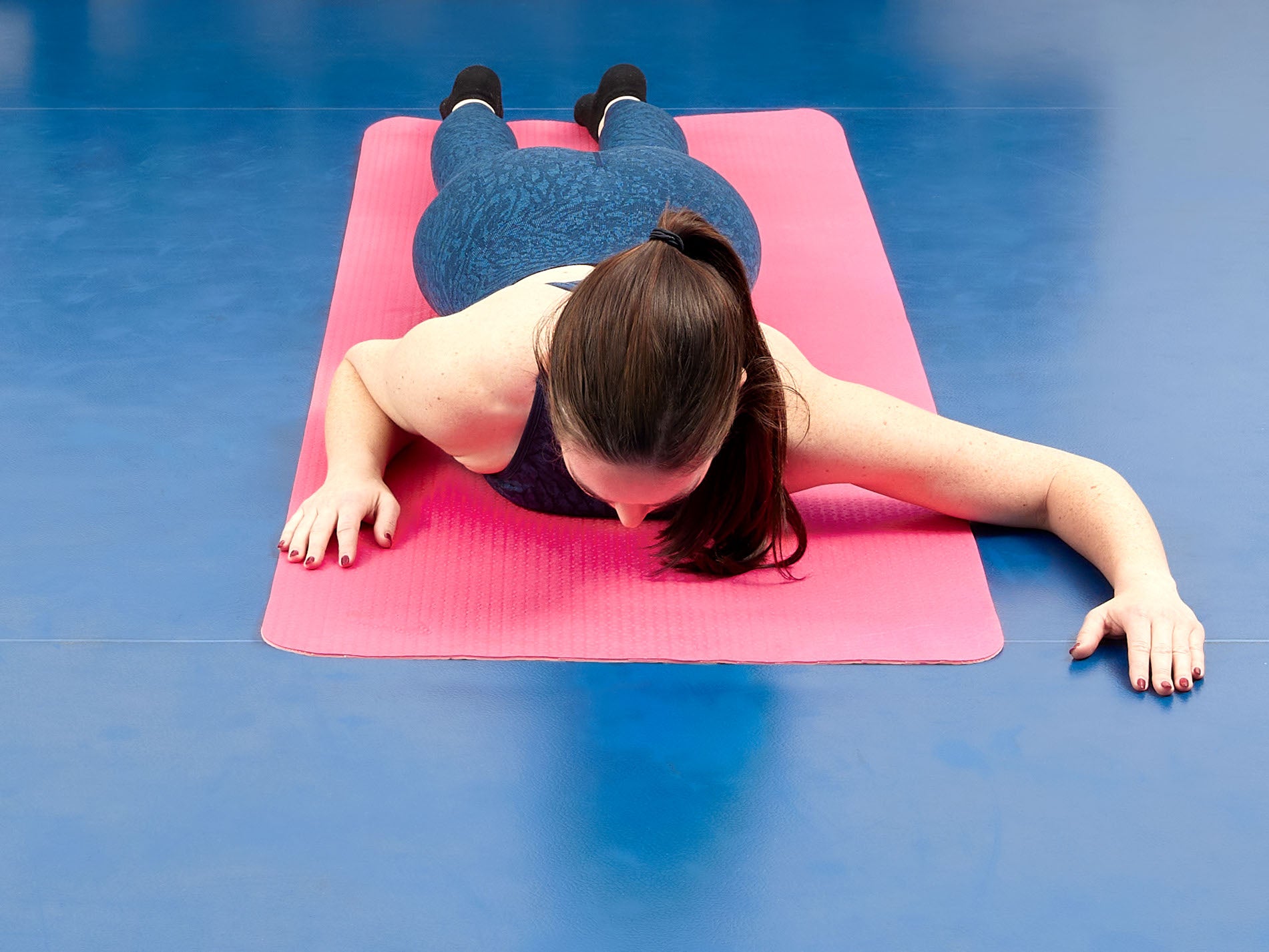 The first step of the external shoulder rotation stretch.